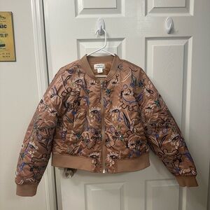 Nordstrom Embroidered Brown Bomber Jacket